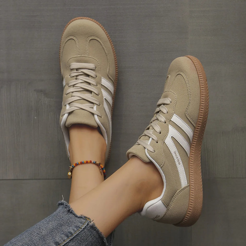 Sneakers Bicolores Femme – Cuir PU & Semelle Vulcanisée | Lacets | 36-41