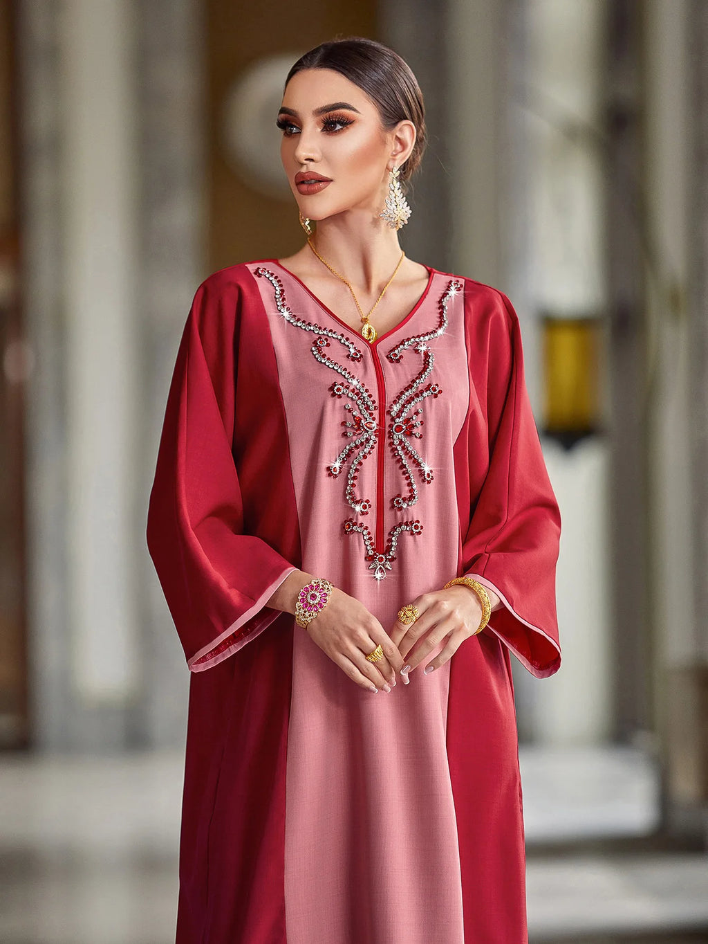 Abaya Diamonds Luxe Dubai – Kaftan Soirée Marocain | Turquie, Maroc | S-XXL