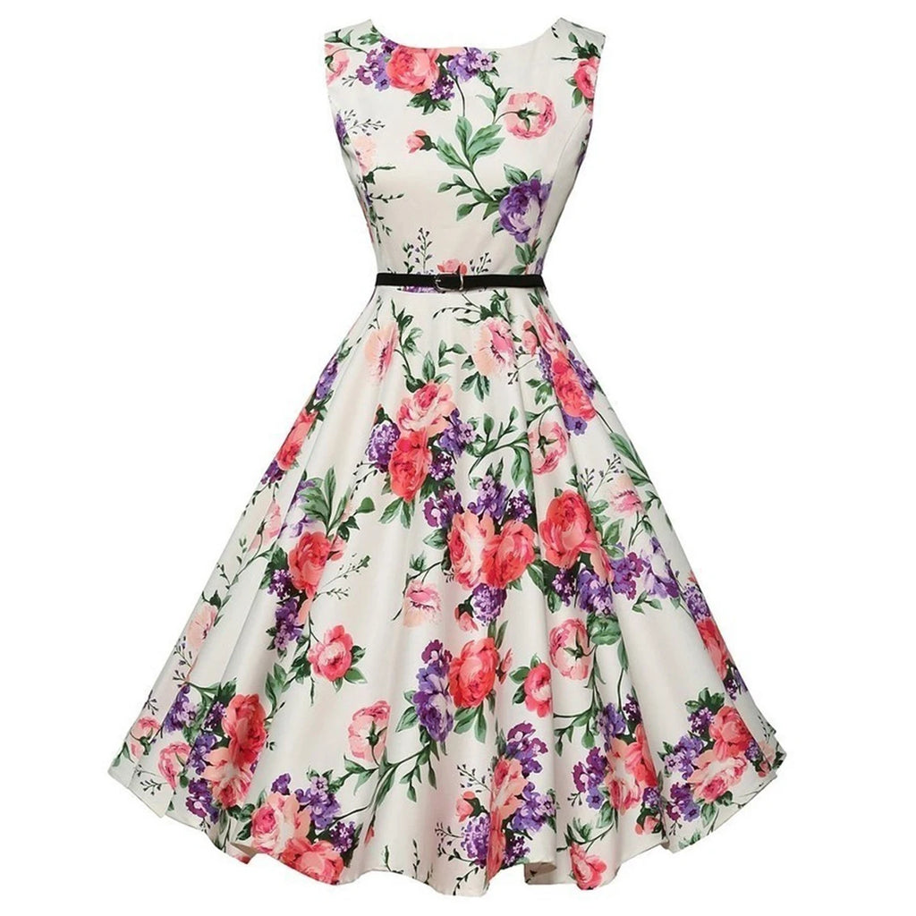 Robe Florale Rétro Style Rockabilly – Coupe Crayon Vintage
