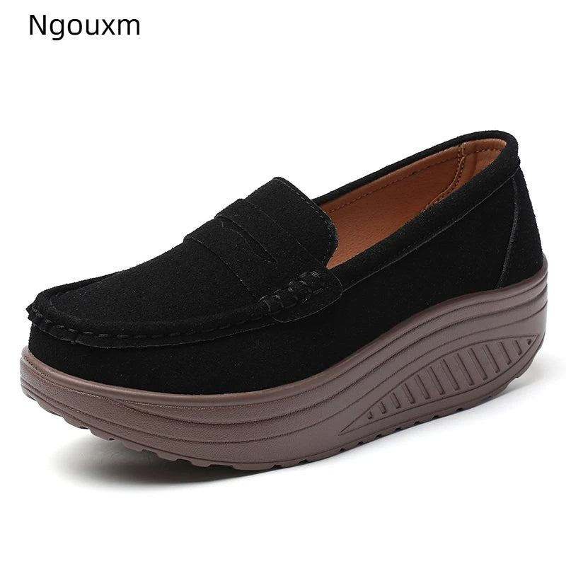 Mocassins Plateforme Femme – Suède & Slip-On Élégants | 36-41