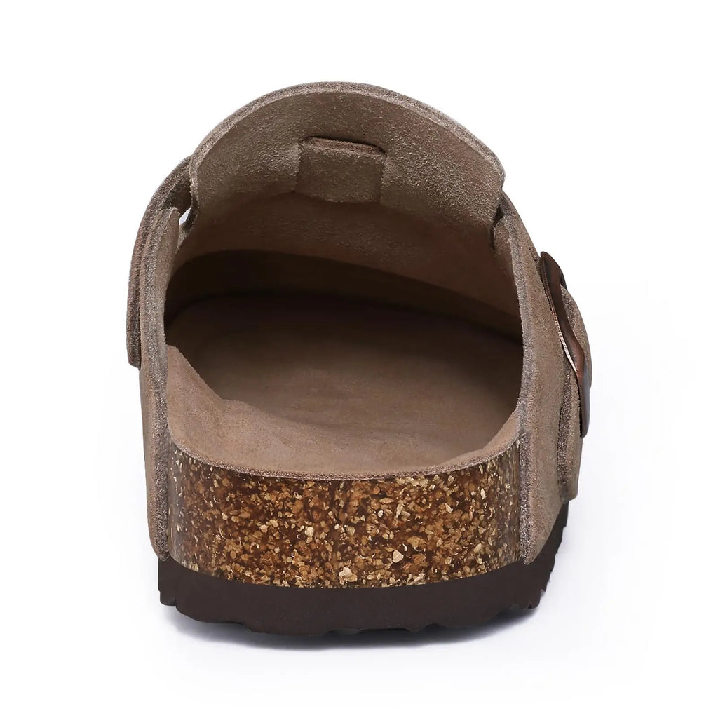 Sabots Suède Femme – Semelle Liège & Support Plantaire | Boucle Réglable