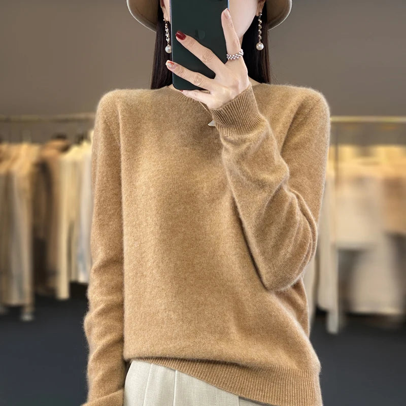 Pull Cachemire Laine Mérinos Femme – Col Rond, Doux & Chaud | Toutes Saisons