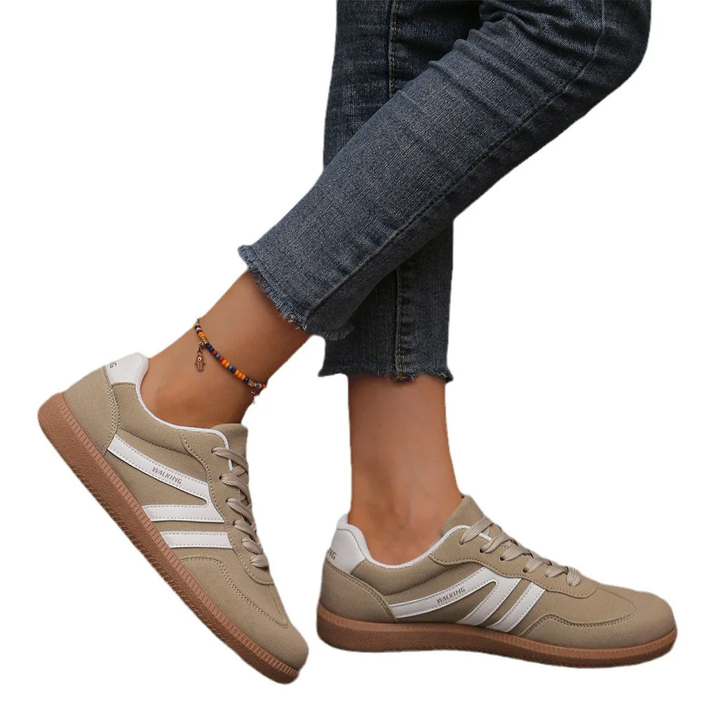Sneakers Bicolores Femme – Cuir PU & Semelle Vulcanisée | Lacets | 36-41