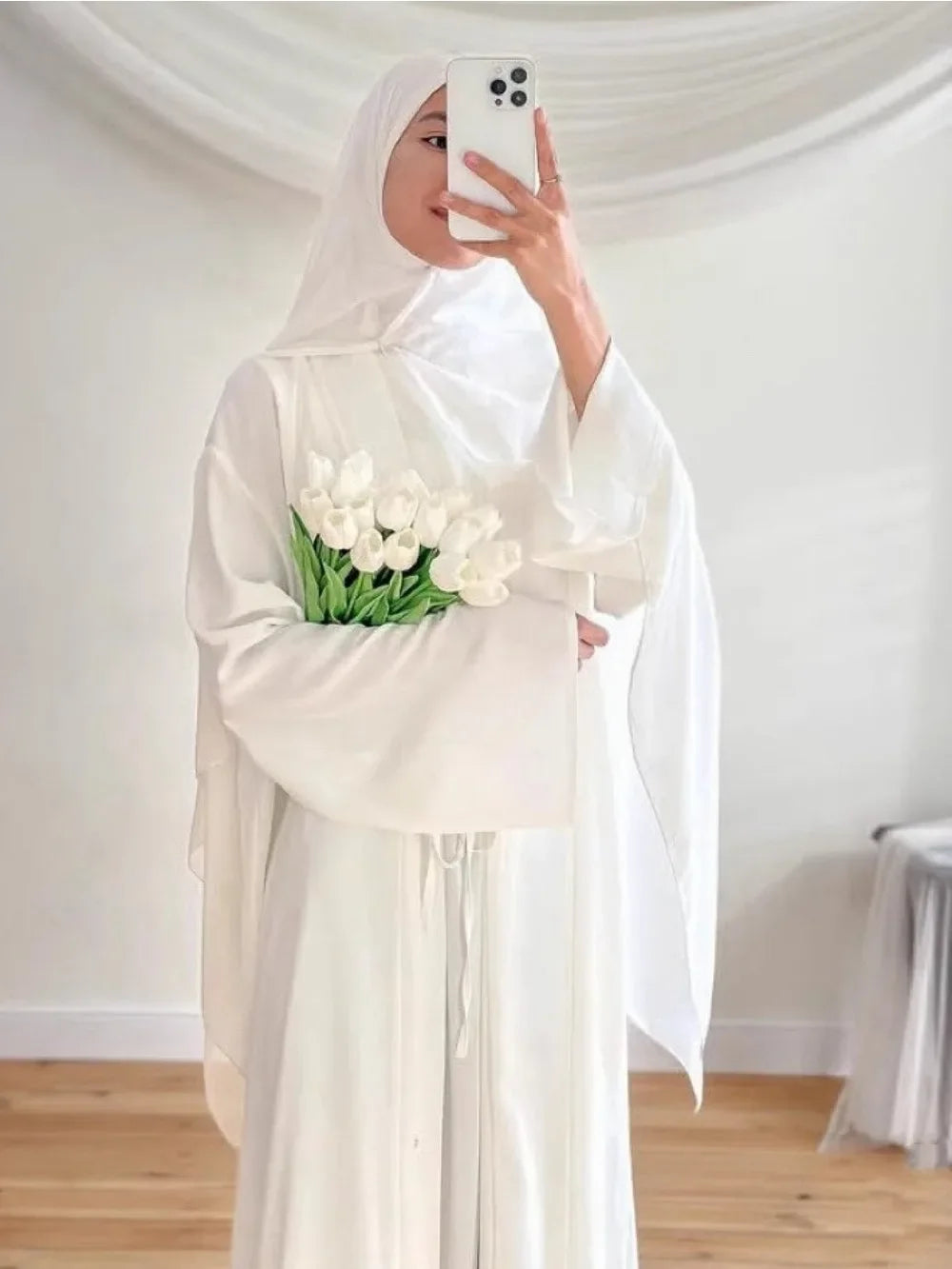 Ensemble Abaya Eid 2 Pièces Satin – Kaftan Jalabiyah Ramadan Dubai | S-XXL