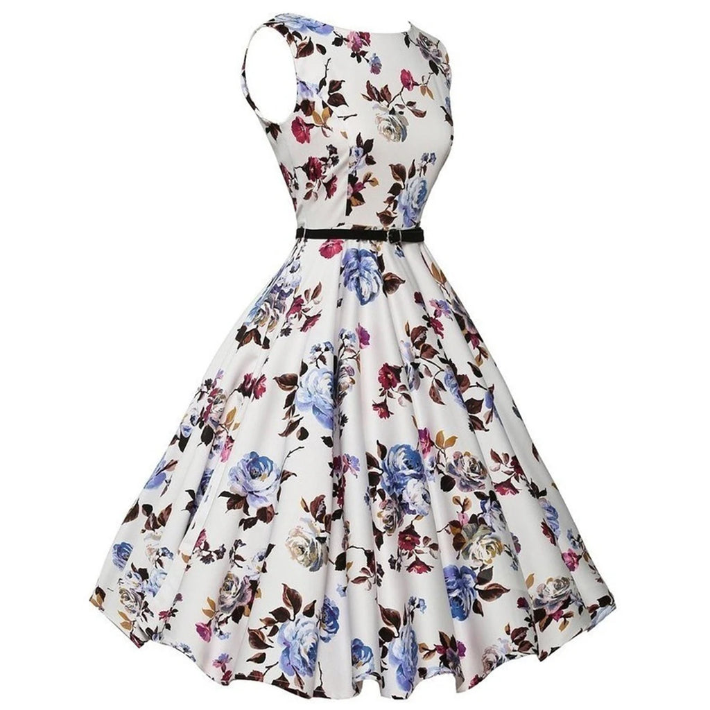 Robe Florale Rétro Style Rockabilly – Coupe Crayon Vintage