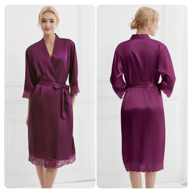 Kimono Robe Femme en Soie – Floral Long pour Mariée & Demoiselle d'Honneur