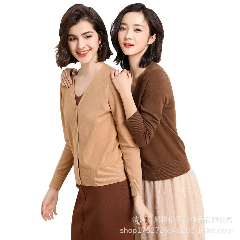 Cardigan Femme Col V Tricot – Court & Fashion | Bleu, Vert, Rose | S-XL