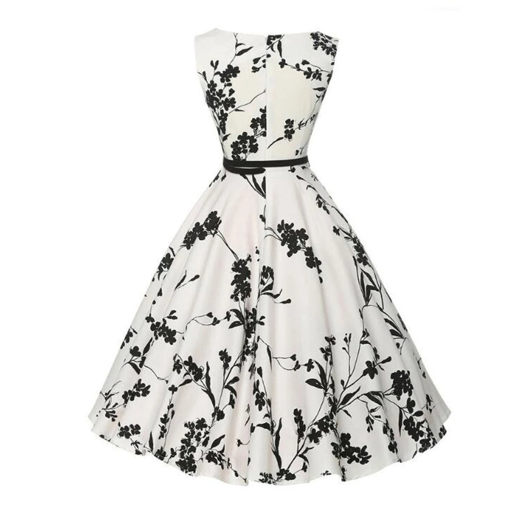 Robe Florale Rétro Style Rockabilly – Coupe Crayon Vintage