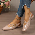 Sandales Slingback Bout Carré – Cuir Verni & Boucle Dorée | 4 Coloris | 36-40