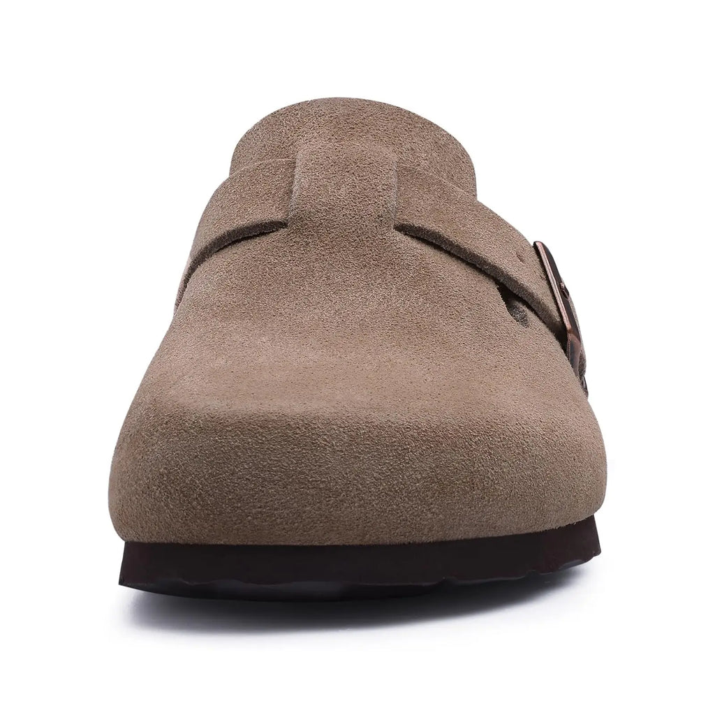Sabots Suède Femme – Semelle Liège & Support Plantaire | Boucle Réglable