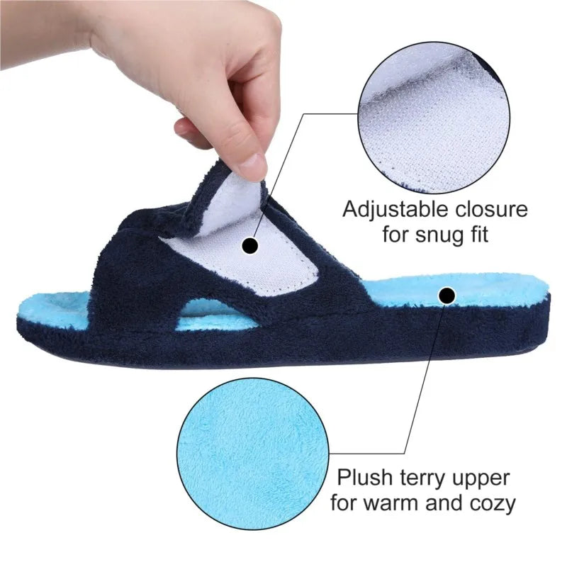 Chaussons Orthopédiques Femme – Support Plantaire & Moelleux | Bout Ouvert