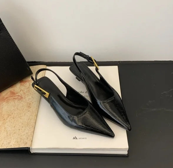 Sandales Bout Pointu Talon Fin – Élégantes Slingback | Noir, Bordeaux, Marron | 35-39