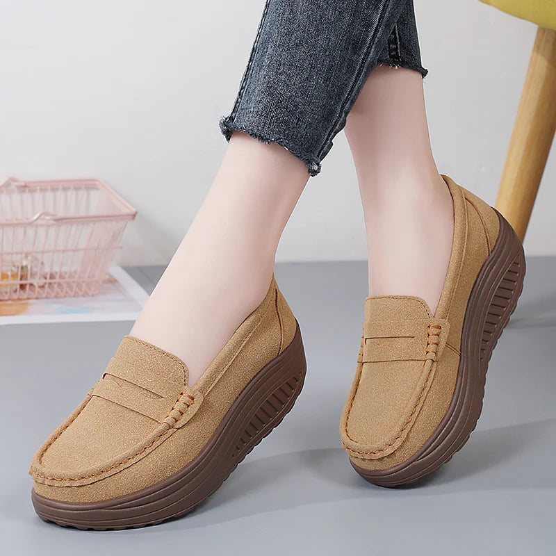 Mocassins Plateforme Femme – Suède & Slip-On Élégants | 36-41