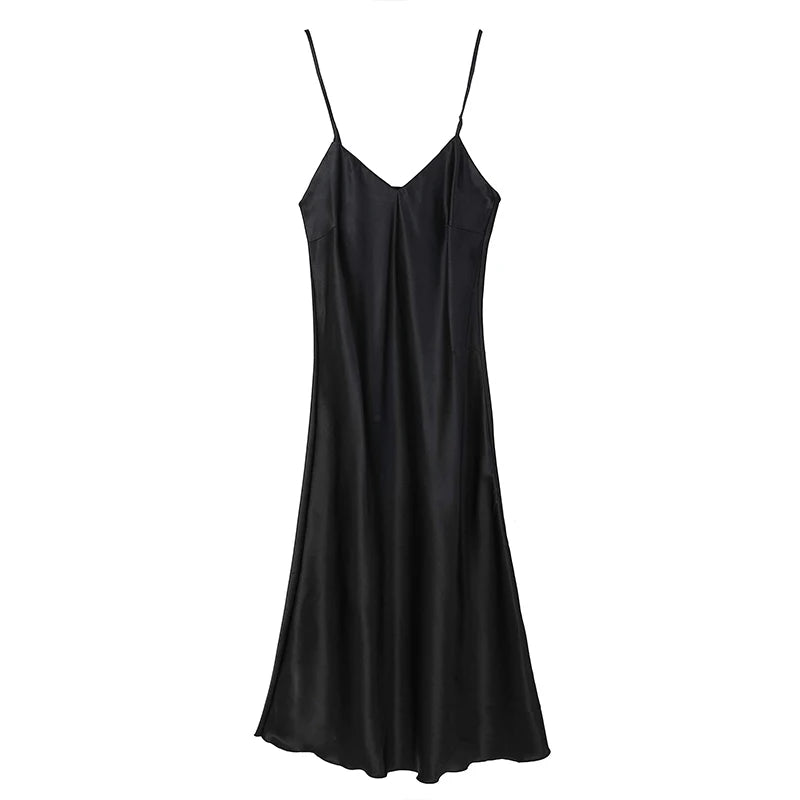 Nuisette Longue Satin Col V – Robe de Nuit Cheville | 8 Coloris | S-XXL