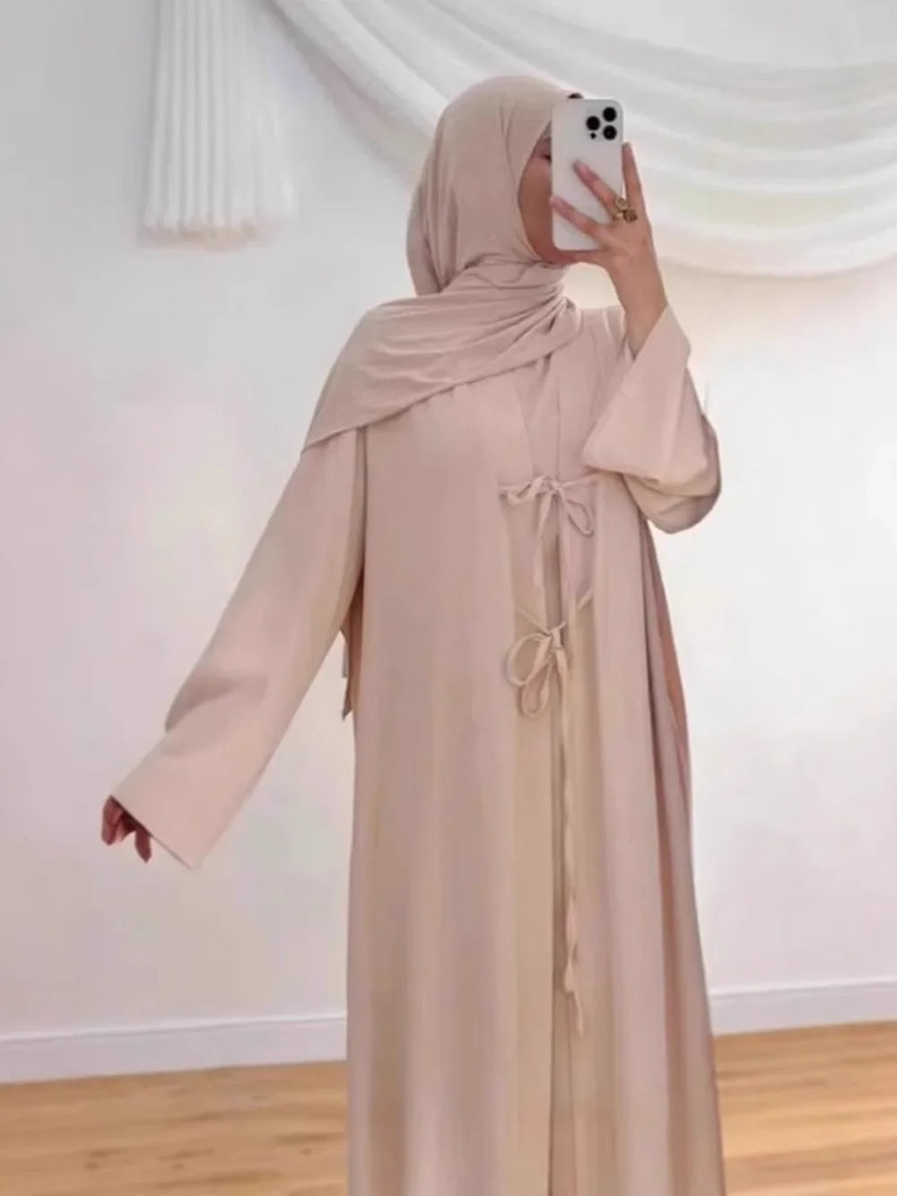 Ensemble Abaya Eid 2 Pièces Satin – Kaftan Jalabiyah Ramadan Dubai | S-XXL