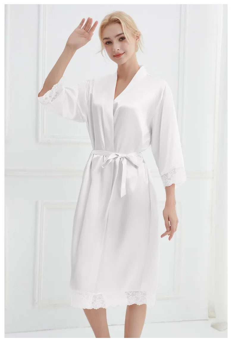 Kimono Robe Femme en Soie – Floral Long pour Mariée & Demoiselle d'Honneur