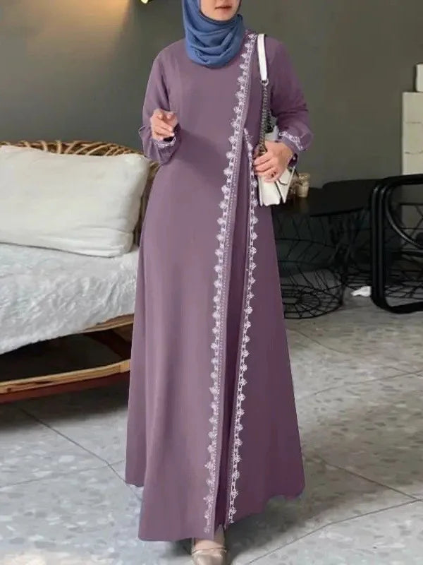 Robe Longue Femme en Dentelle – Manches Longues, Style Bohème Luxueux