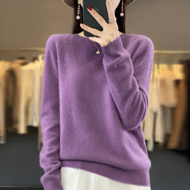 Pull Cachemire Laine Mérinos Femme – Col Rond, Doux & Chaud | Toutes Saisons