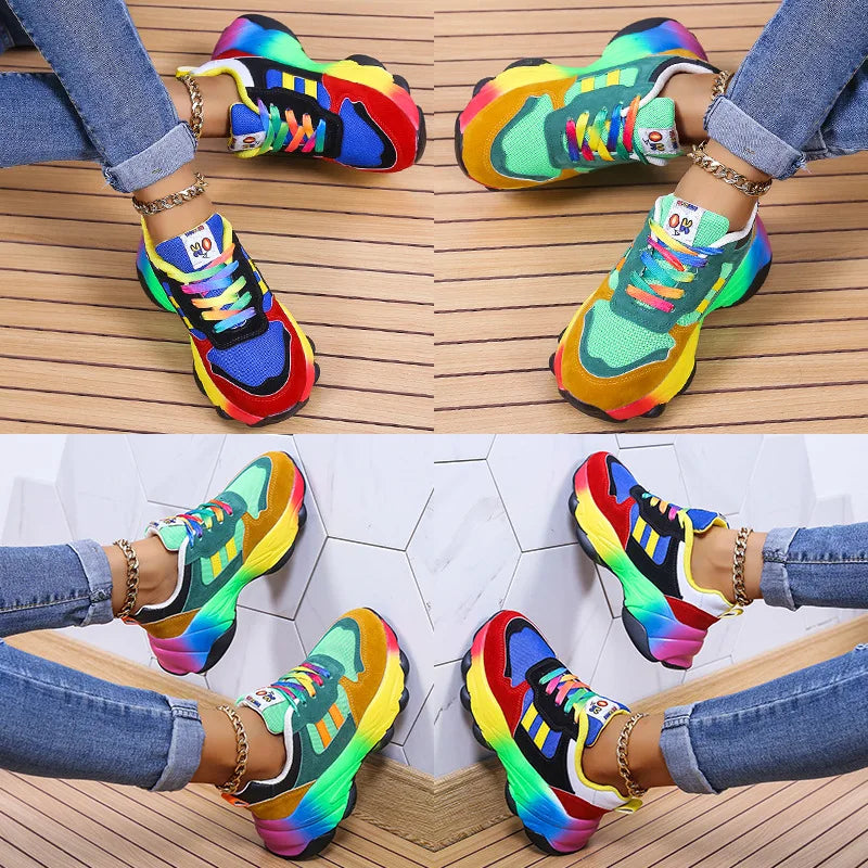 Sneakers Plateforme Colorées Femme – Running & Casual | Lacets | 36-41