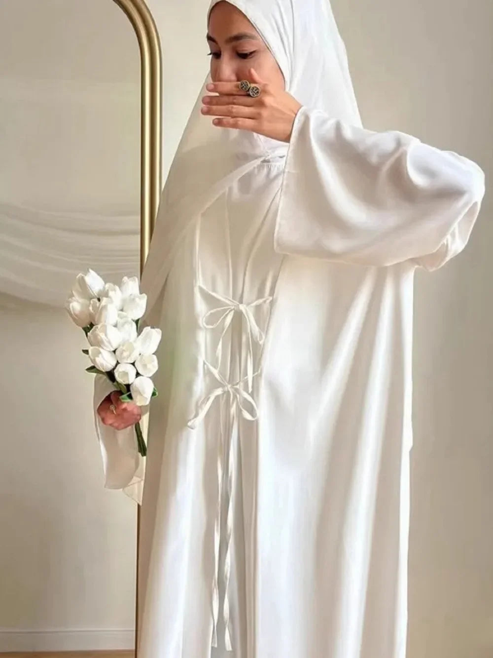 Ensemble Abaya Eid 2 Pièces Satin – Kaftan Jalabiyah Ramadan Dubai | S-XXL