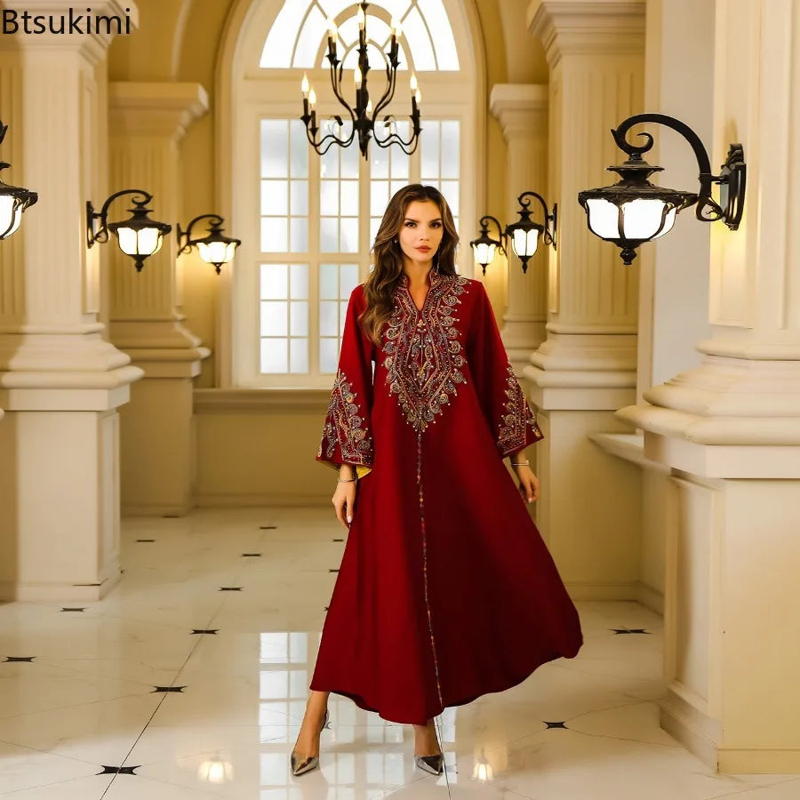 Robe de Soirée Longue Brodée – Kaftan Luxueux Style Dubai & Orient