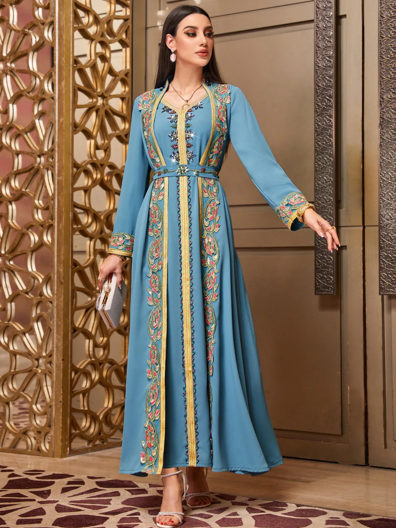 Abaya Diamonds Luxe Dubai – Kaftan Soirée Marocain | Turquie, Maroc | S-XXL