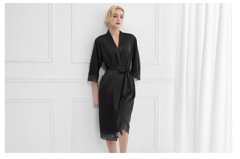 Kimono Robe Femme en Soie – Floral Long pour Mariée & Demoiselle d'Honneur