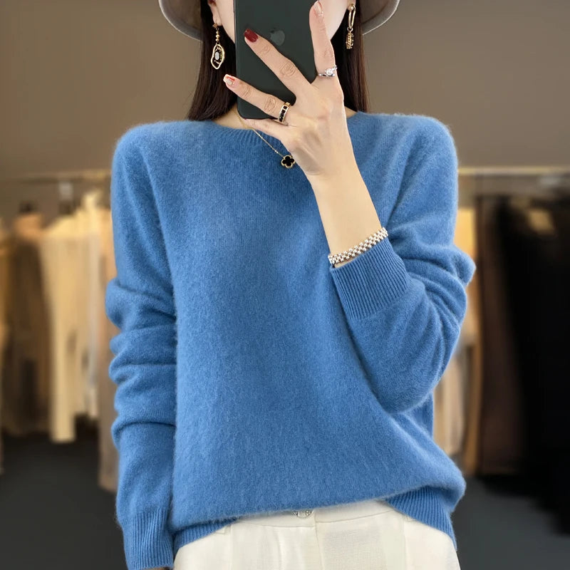Pull Cachemire Laine Mérinos Femme – Col Rond, Doux & Chaud | Toutes Saisons