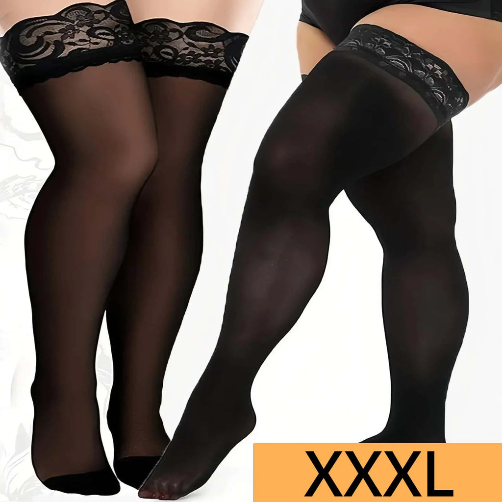 Bas Dentelle Noirs Grande Taille – Ultra-Fins & Sexy | Cuisse Haute | XXXXL