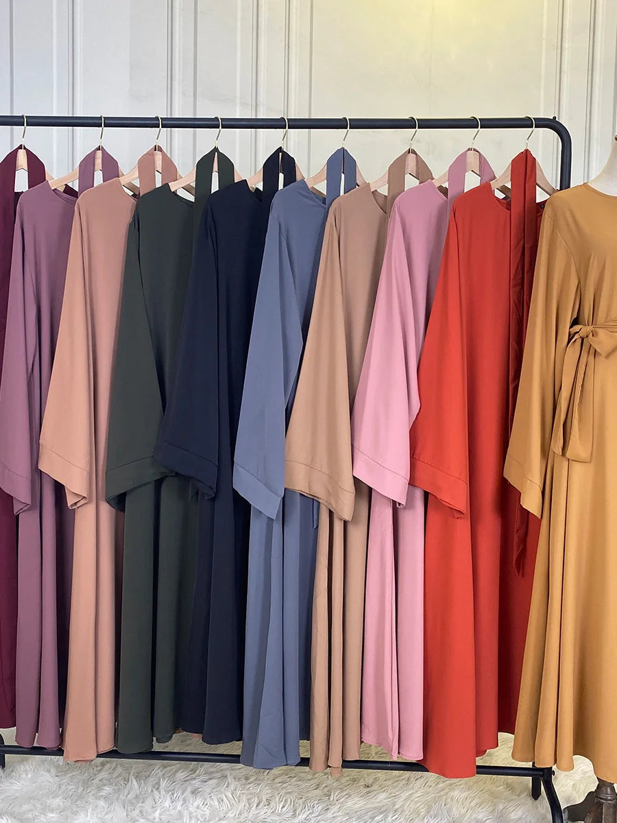 Abaya Modest Ramadan – Robe Longue Couleur Unie | Turquie, Arabie | S-XXL