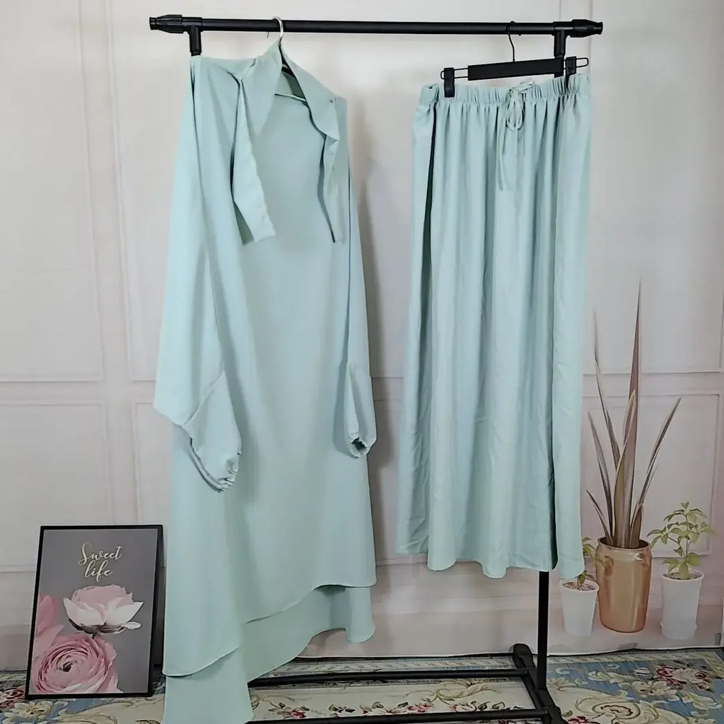 Ensemble Khimar Long & Jupe – Abaya Prière Ramadan Eid | Dubai | S-XXL
