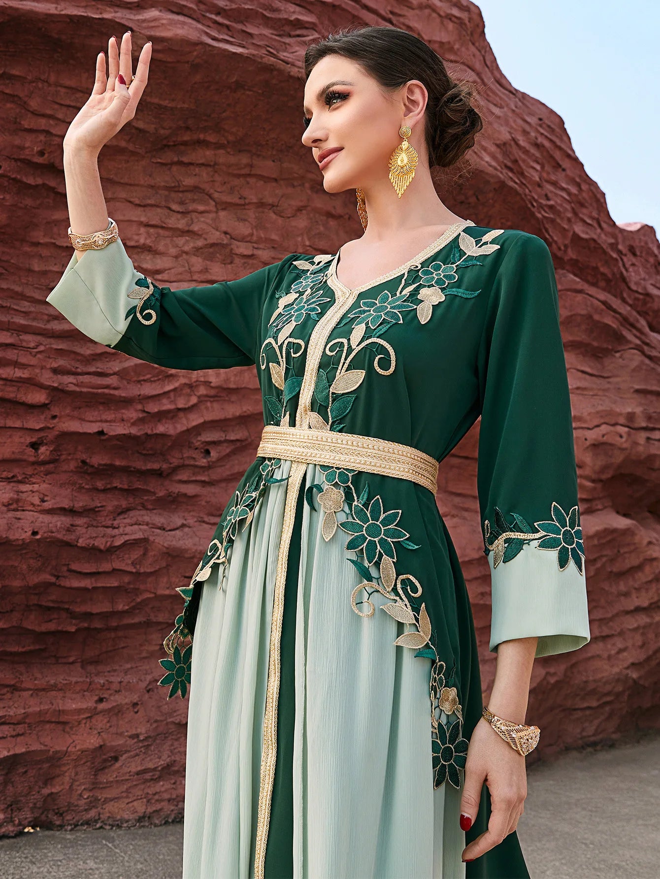 Abaya Diamonds Luxe Dubai – Kaftan Soirée Marocain | Turquie, Maroc | S-XXL