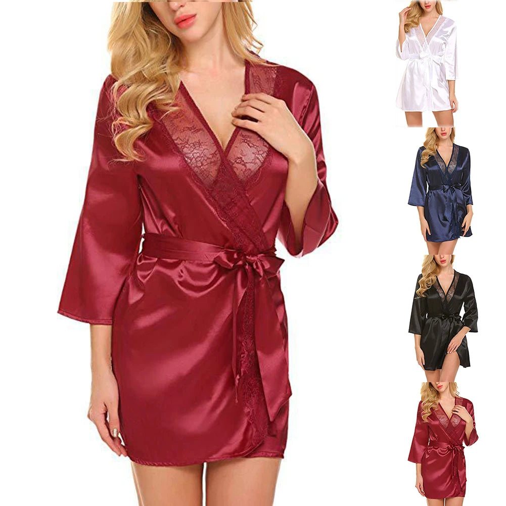 Peignoir en Satin Sexy – Robe de Chambre Femme