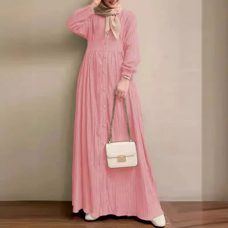 Robe Abaya Élégante Manches Bouffantes – Style Moyen-Orient