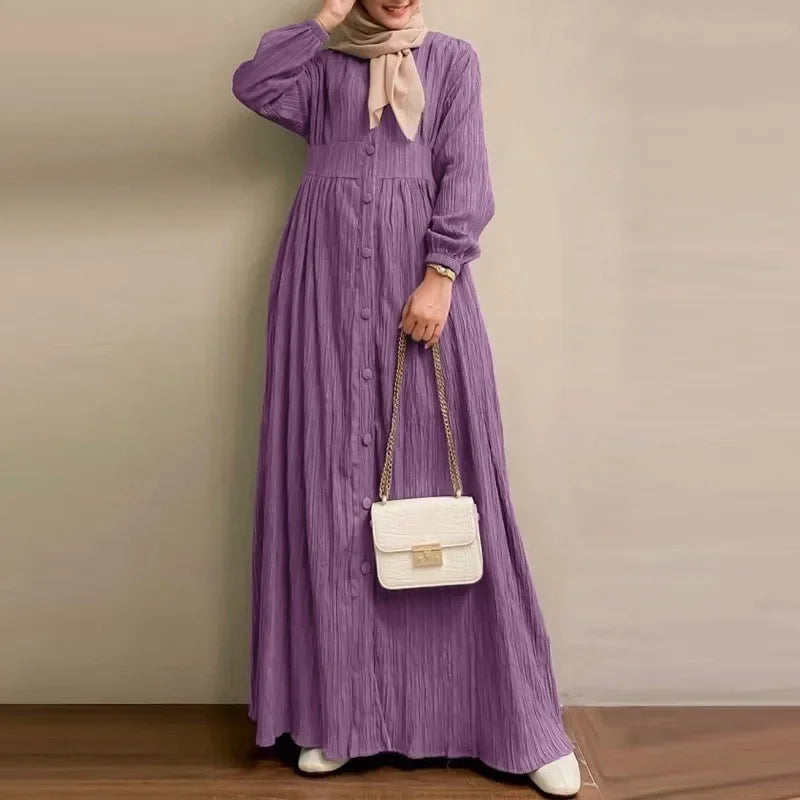 Robe Abaya Élégante Manches Bouffantes – Style Moyen-Orient