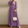 Robe Abaya Élégante Manches Bouffantes – Style Moyen-Orient